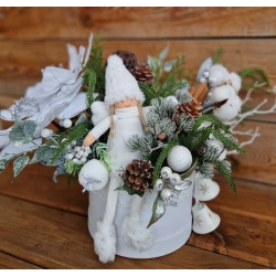 Stroik Świąteczny Bożonarodzeniowy Biały Skrzat